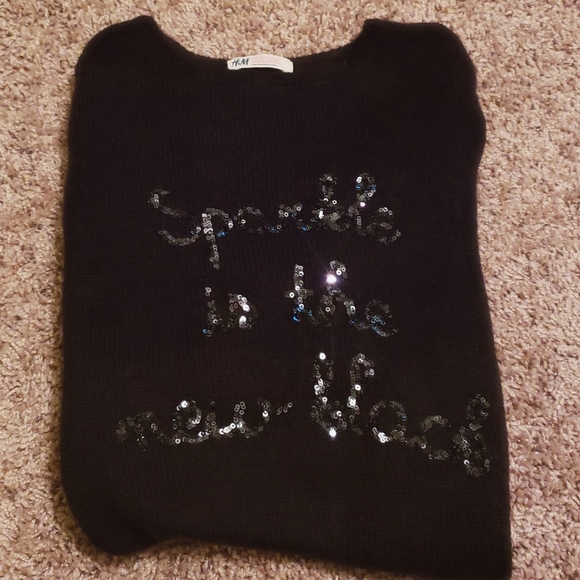 H&M Black Sweater Sequin Sparkle Is The New Black - Picture 2 of 5